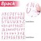 576 Pieces 8 Sheets Glitter Letters Stickers Self Adhesive Vinyl (Pink, 1 Inch)